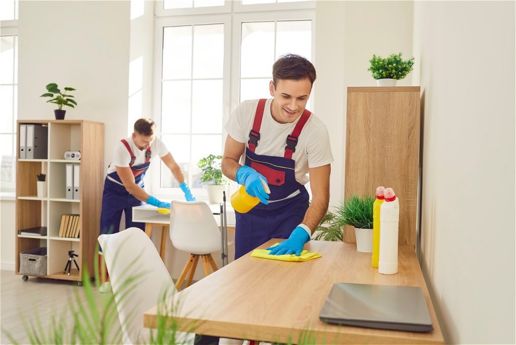 Men cleaning an office space